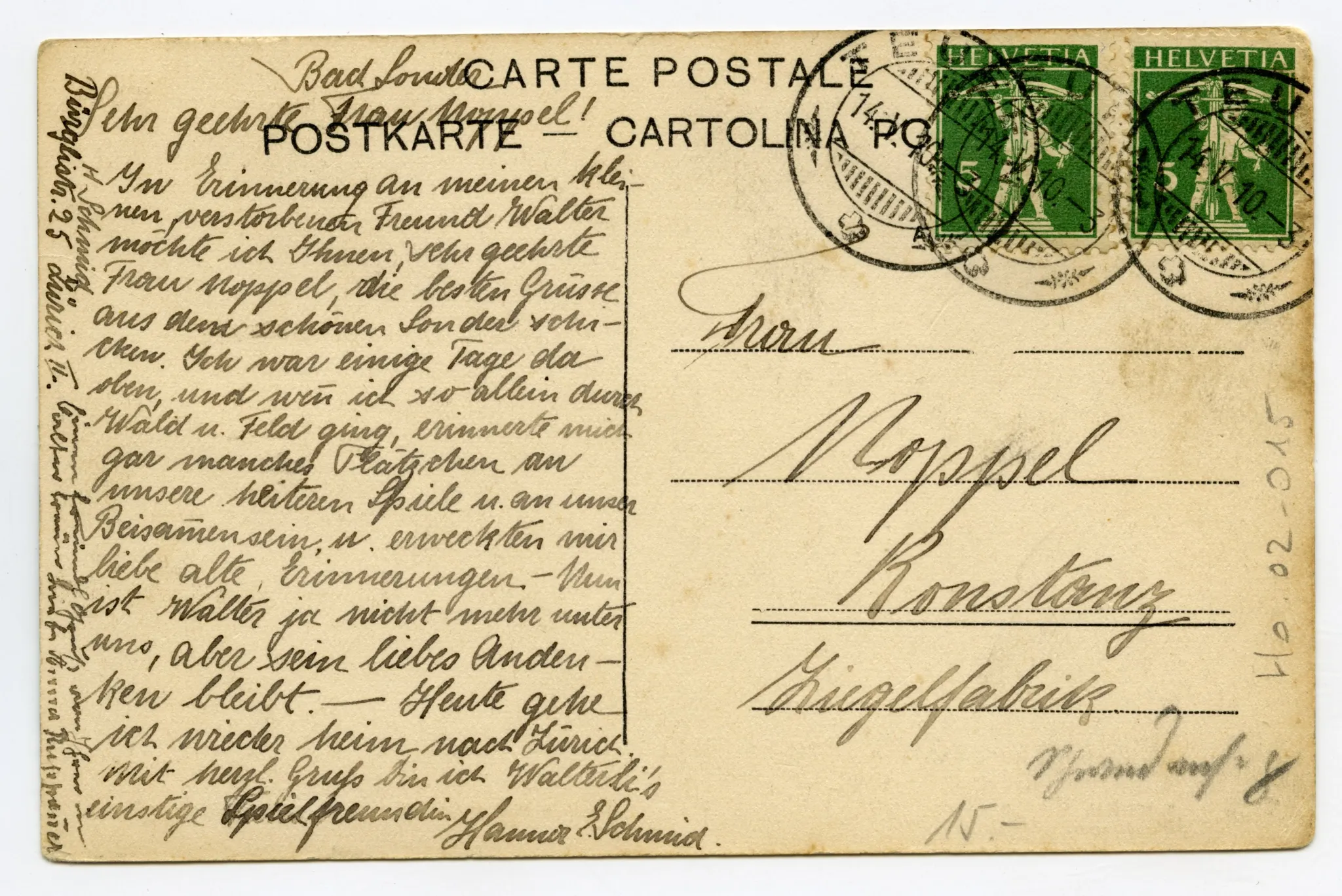 Rückseite mit Text