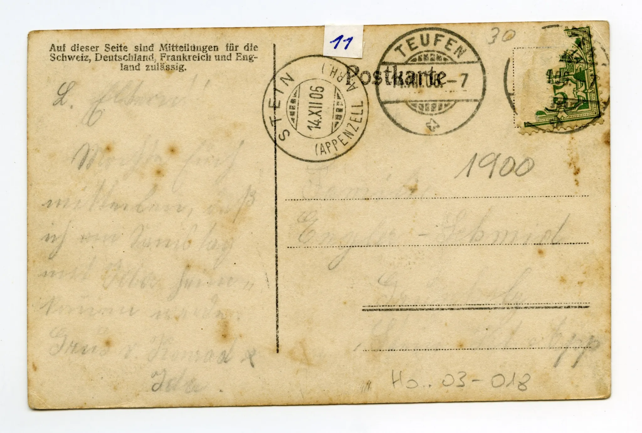 Rückseite mit Text