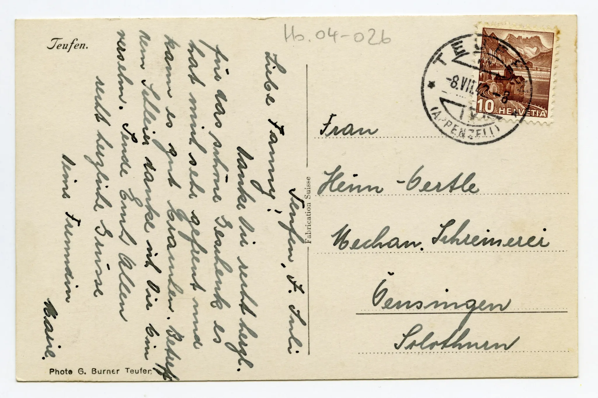 Rückseite mit Text