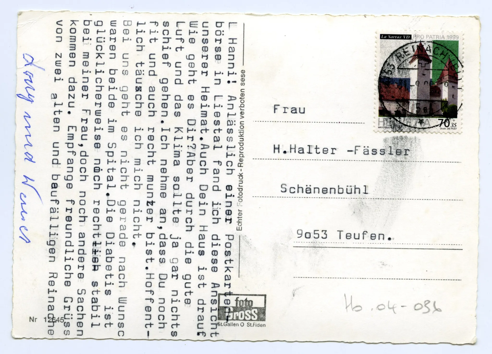 Rückseite mit Text