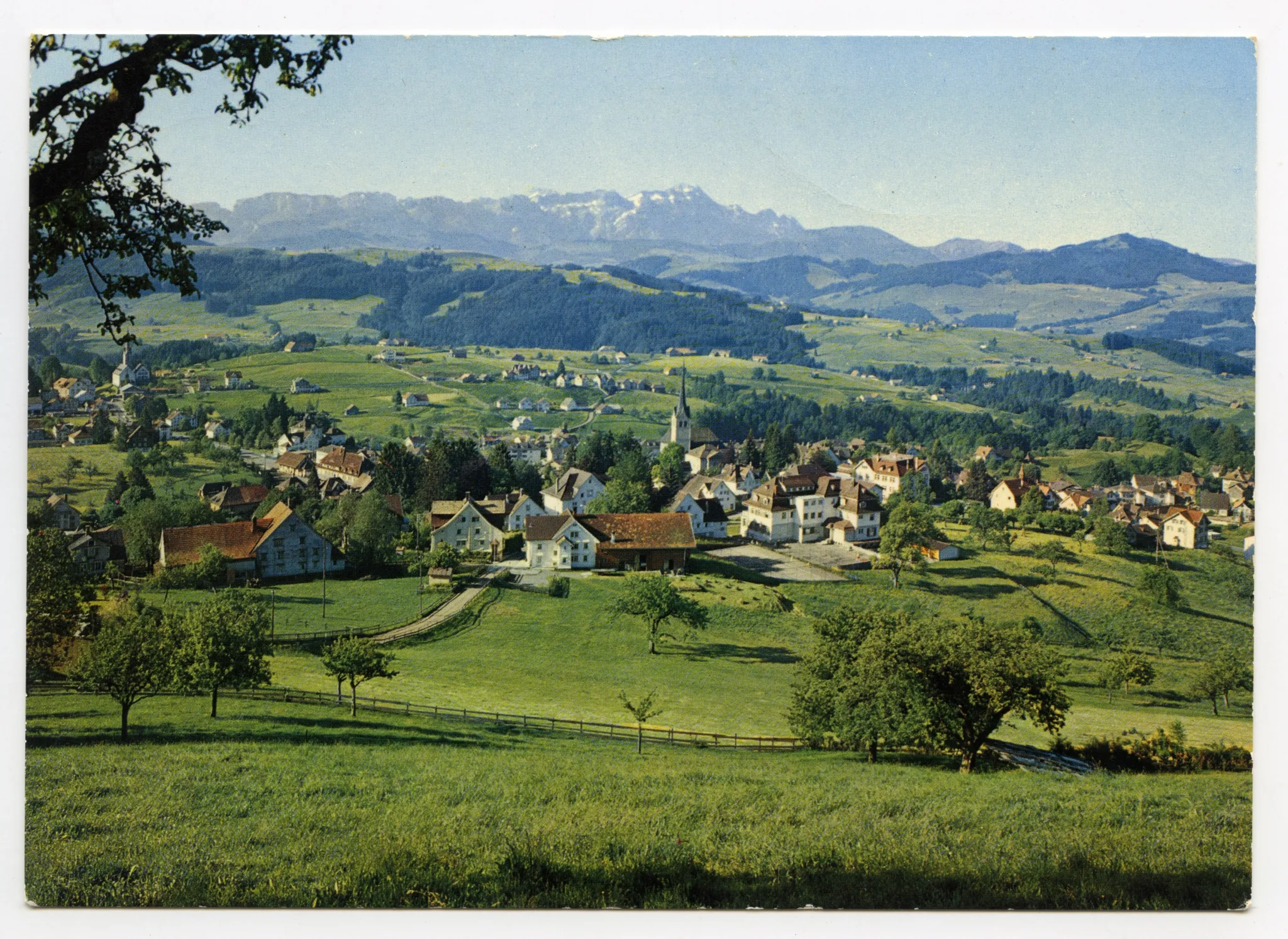 beide Dorfkirchen, Bahnhof (mit ARKB-Gebäude), Schönenbüel, Alpstein