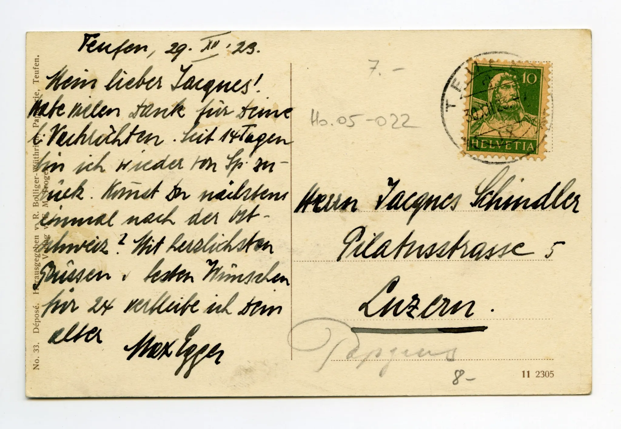 Rückseite mit Text