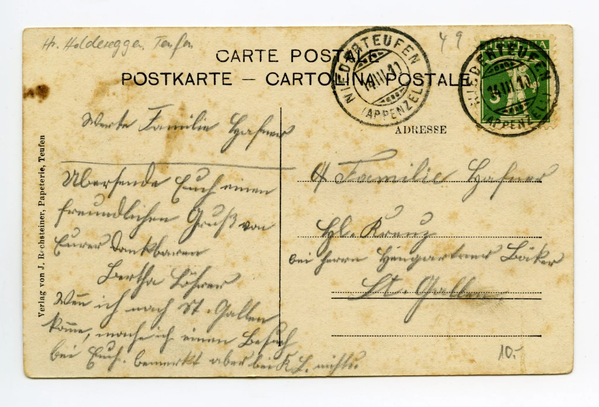 Rückseite mit Text