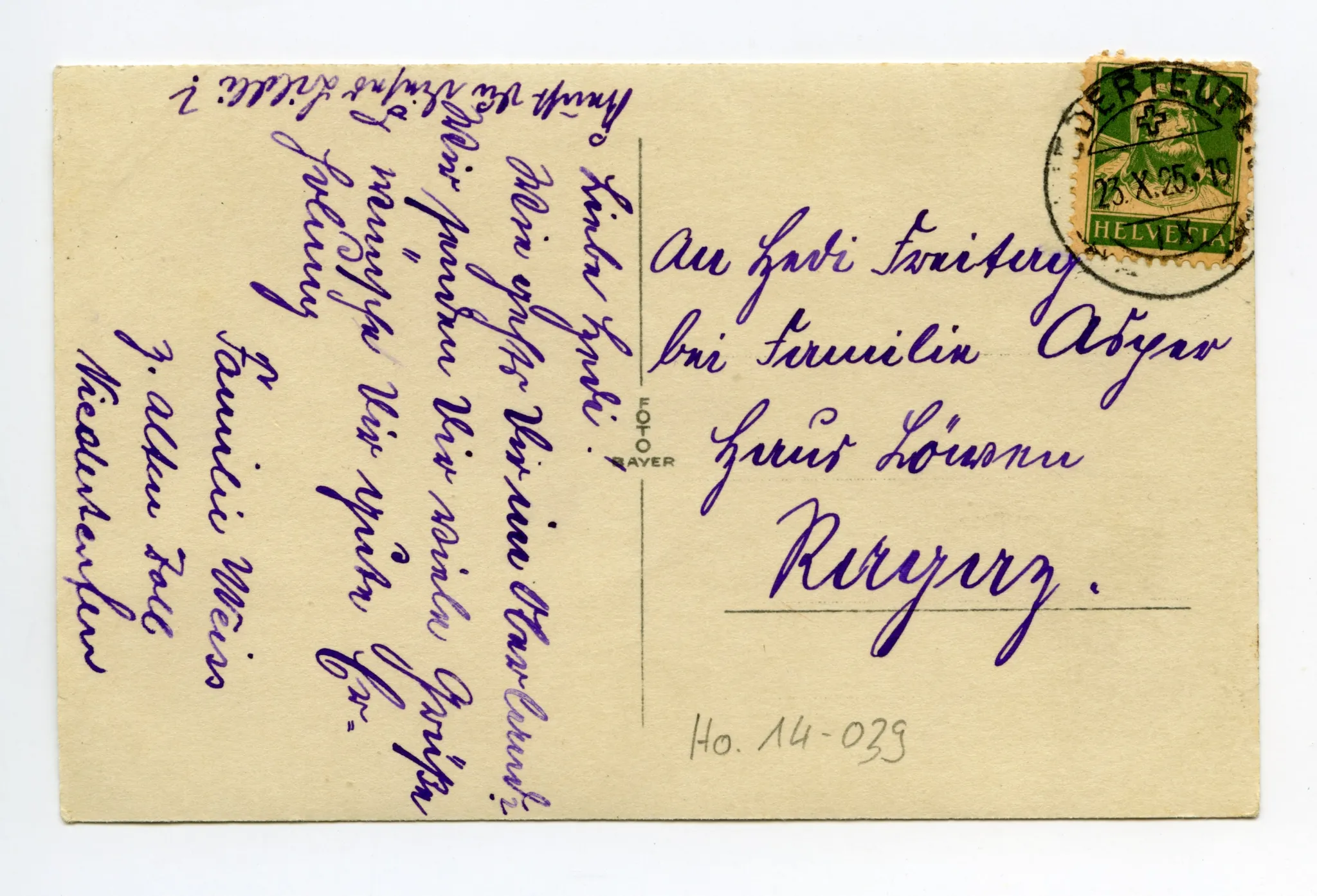 Rückseite mit Text
