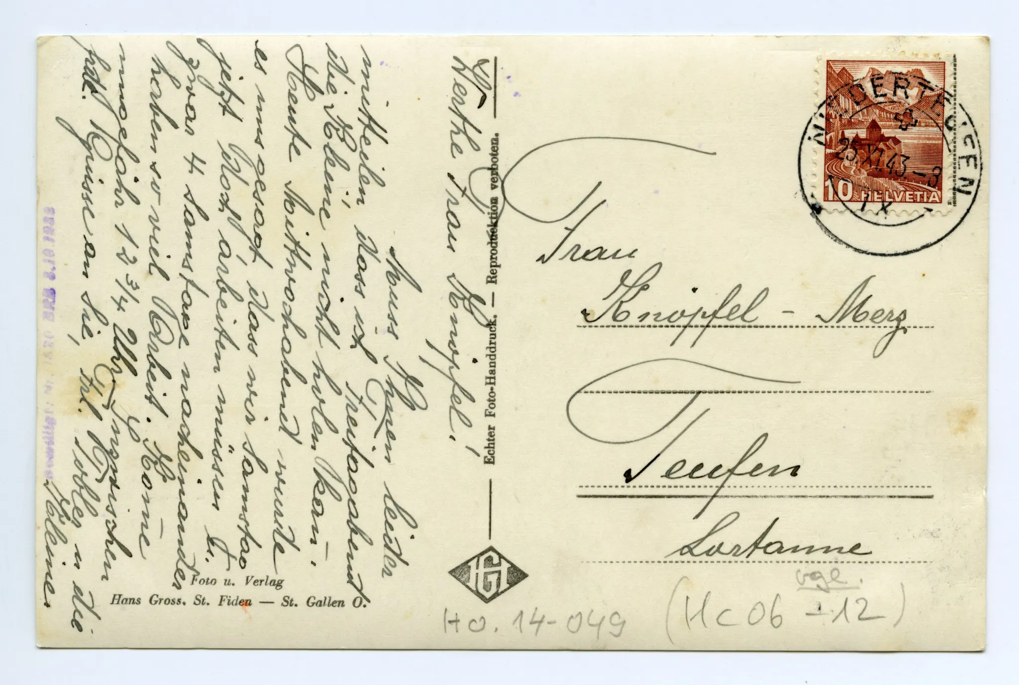 Rückseite mit Text
