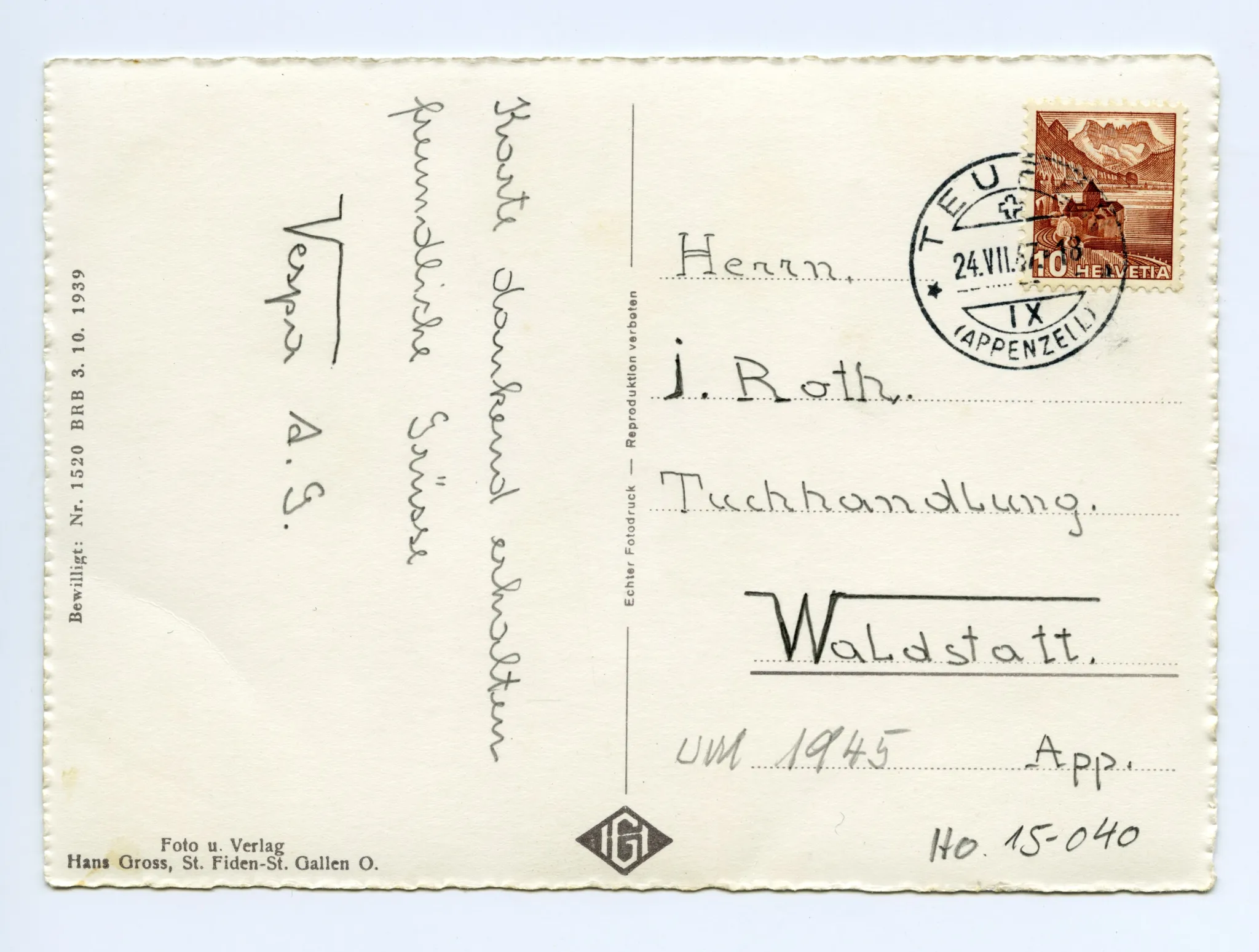 Rückseite mit Text