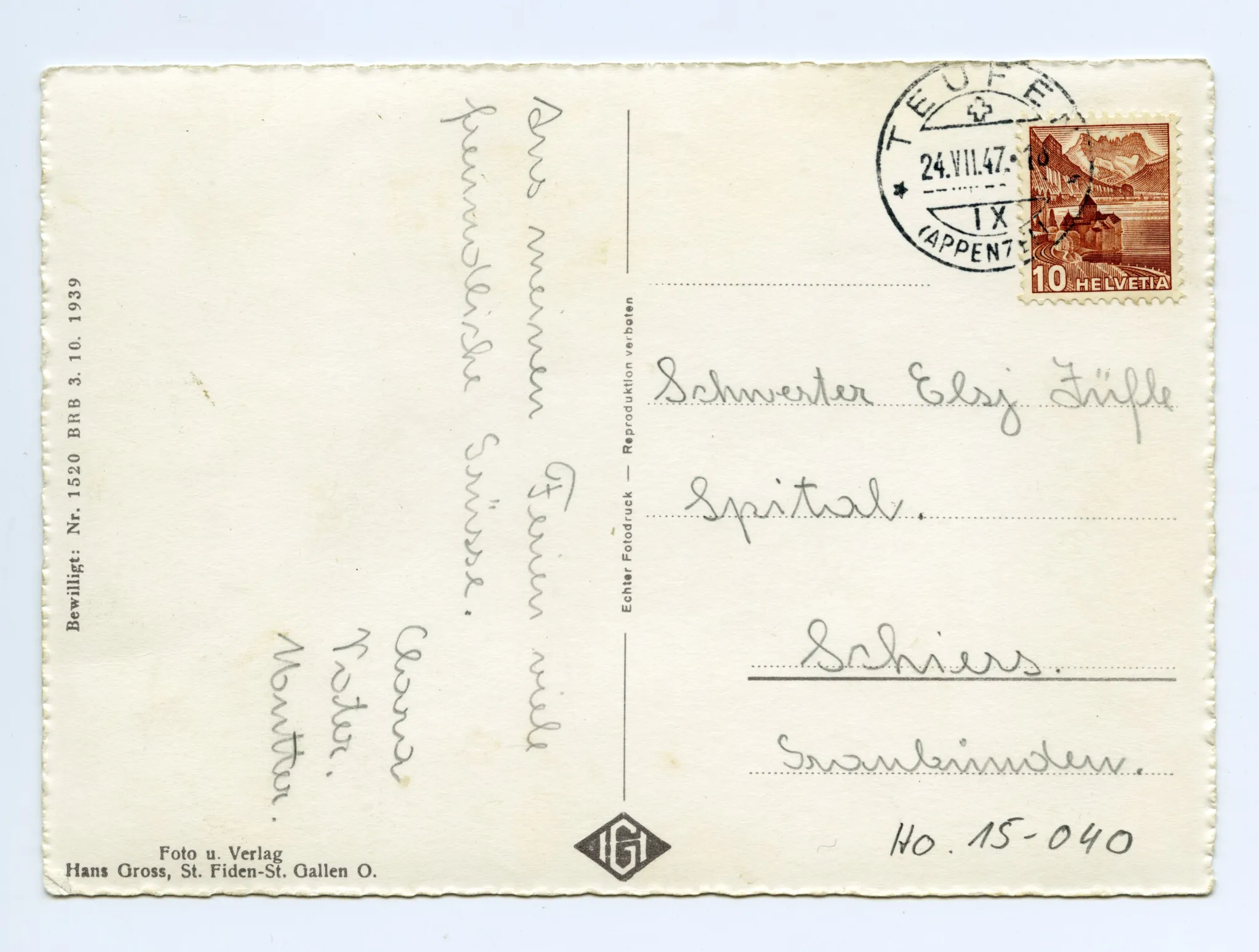 Rückseite mit Text