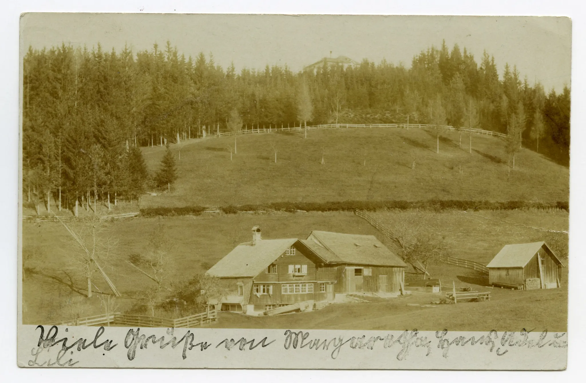 Ansicht mit Gasthaus Fröhlichsegg im Hintergrund