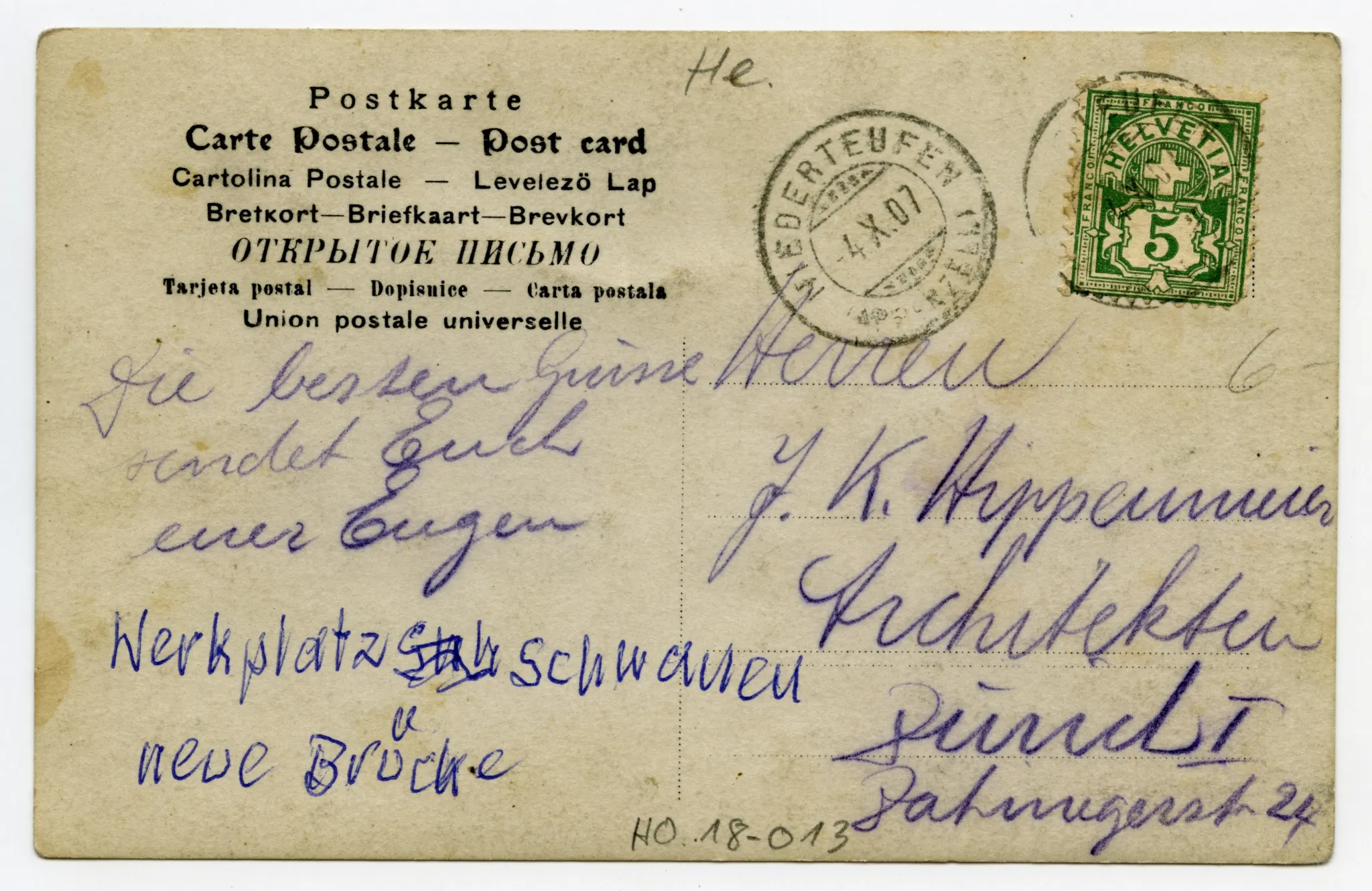 Rückseite mit Text