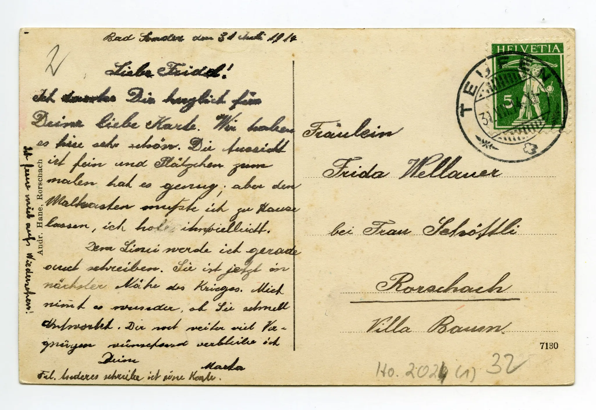Rückseite mit Text