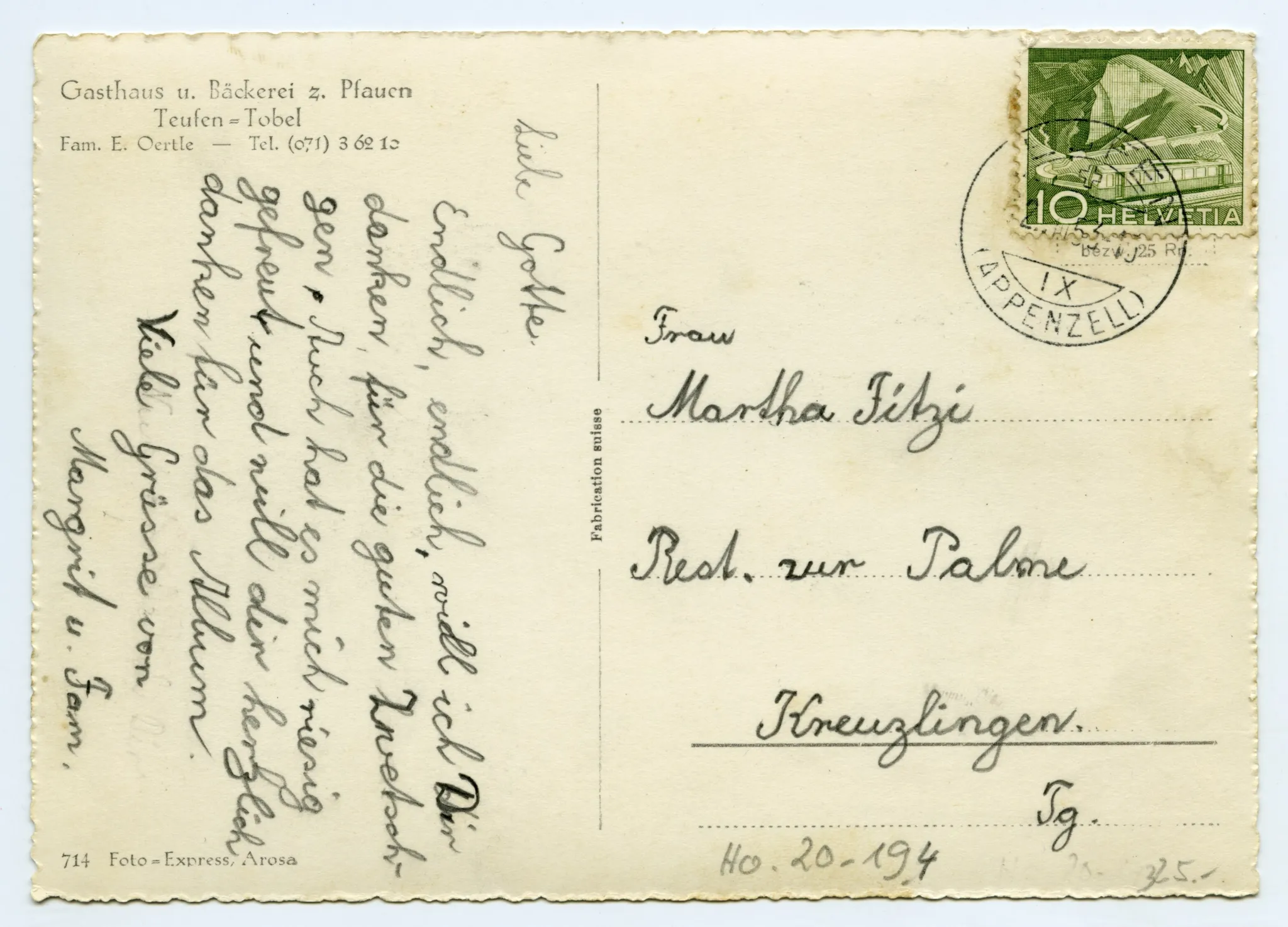 Rückseite mit Text
