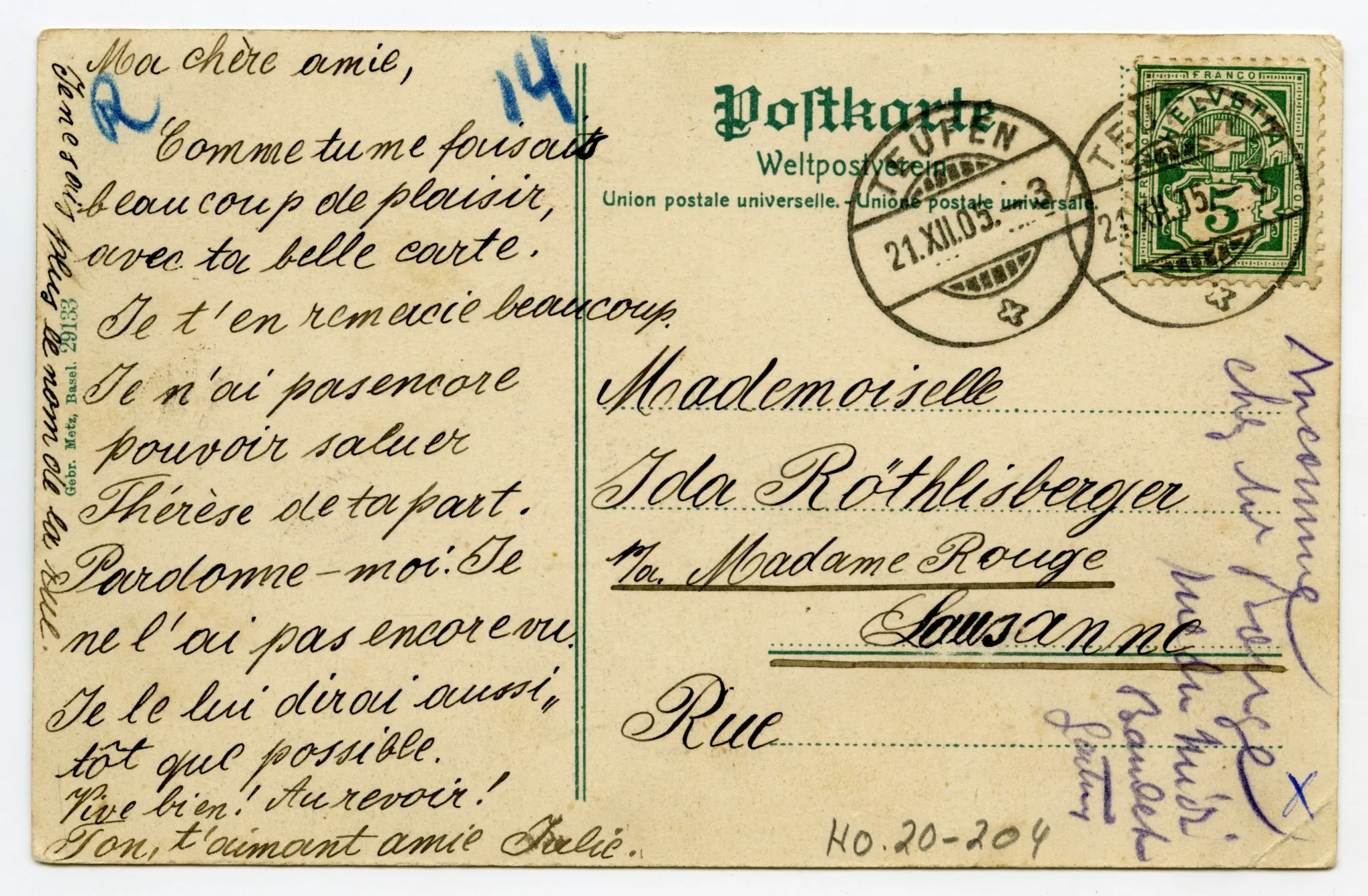 Rückseite mit Text