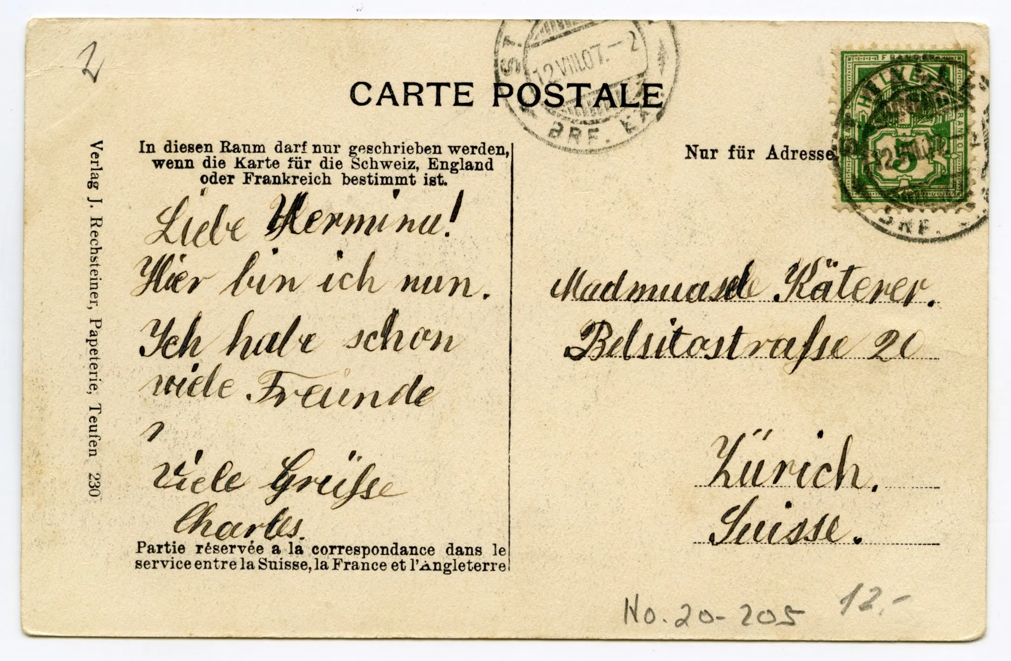 Rückseite mit Text
