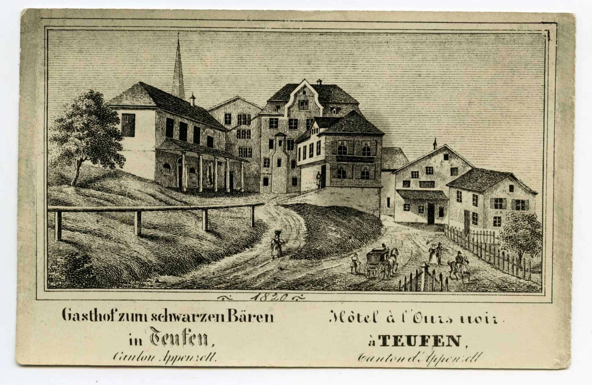 (erbaut 1555, Abbruch 1856), Karte zeigt die Ansicht der Stichvorlage aus Nordwesten (1820)