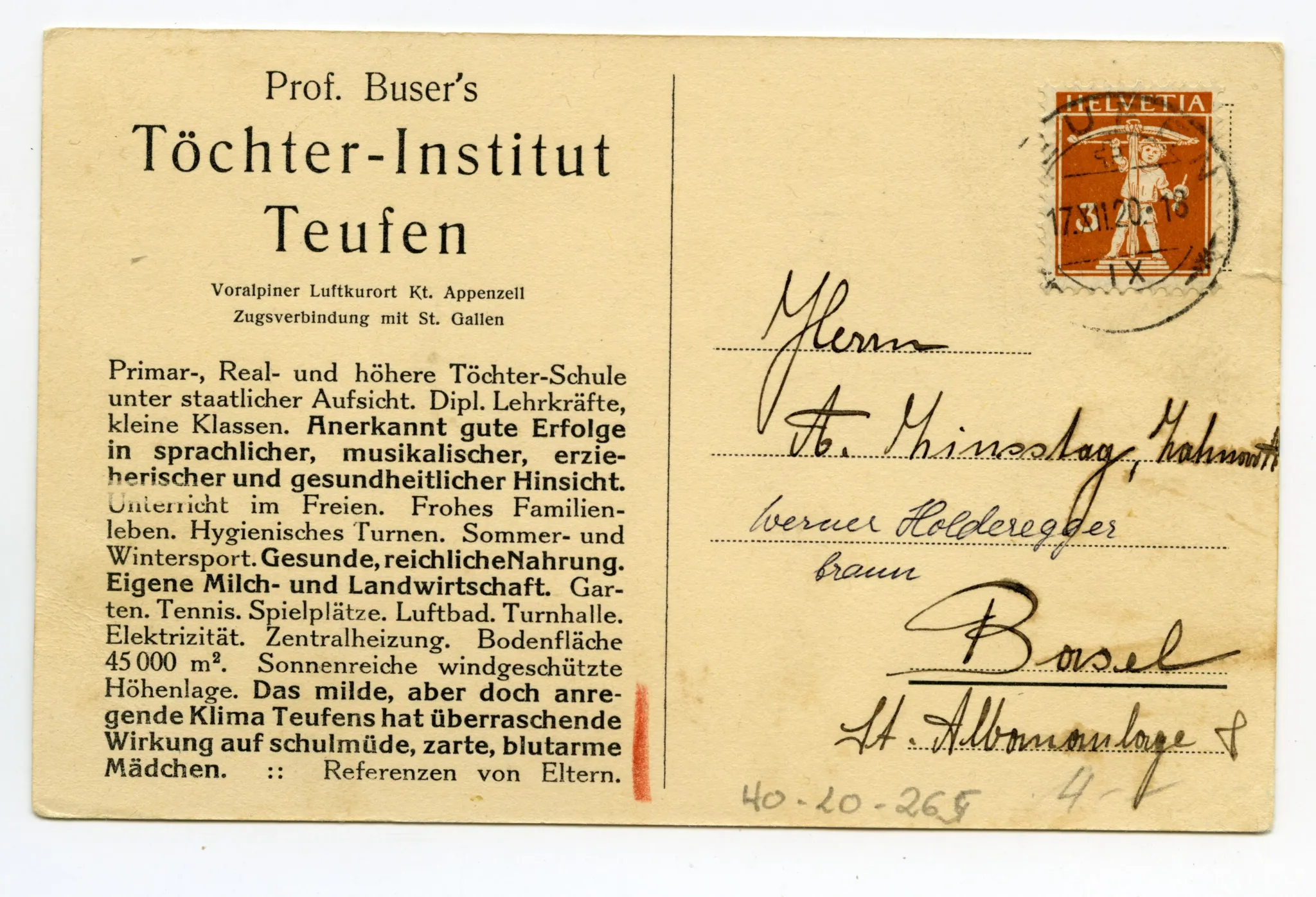 Rückseite mit Text