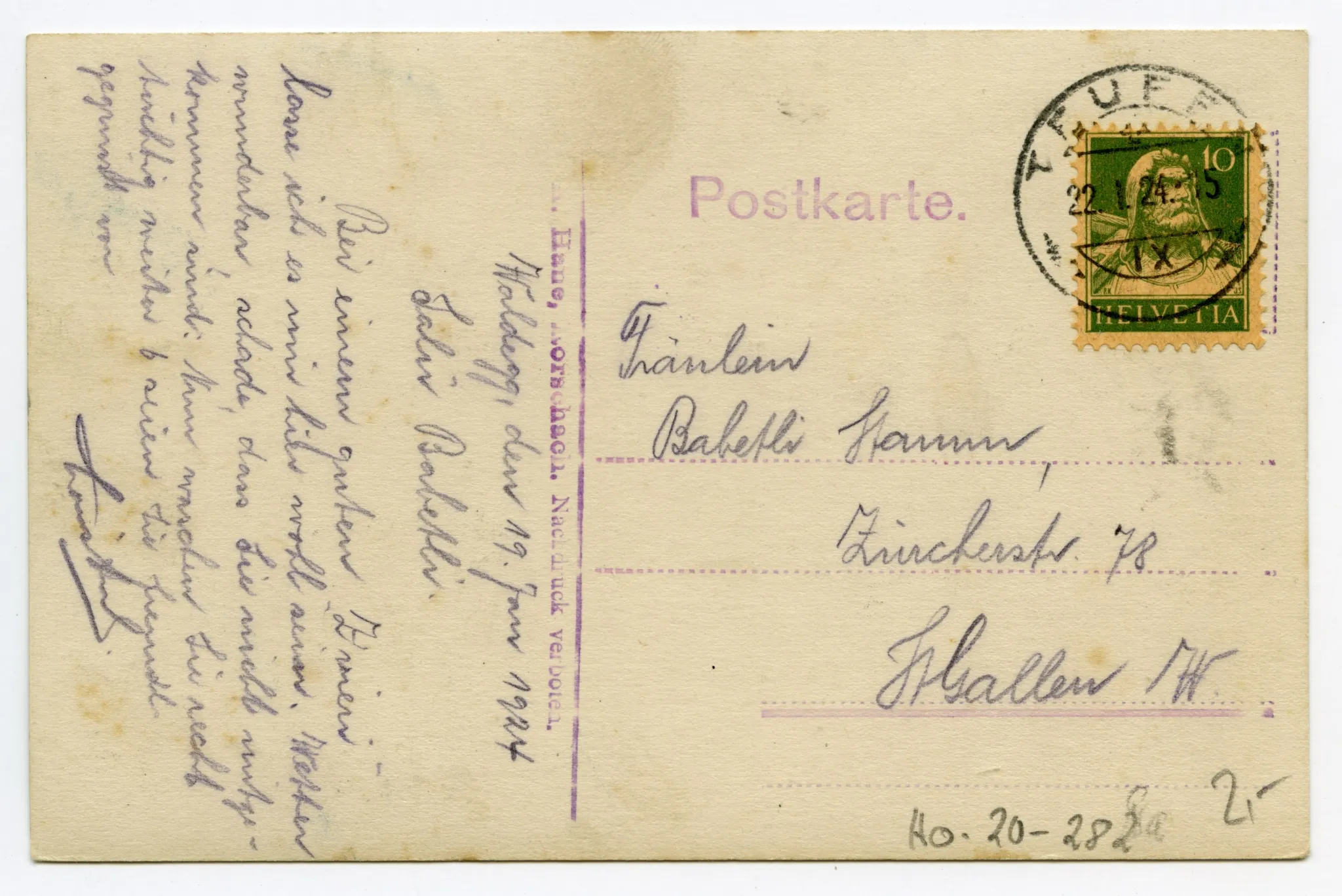 Rückseite mit Text