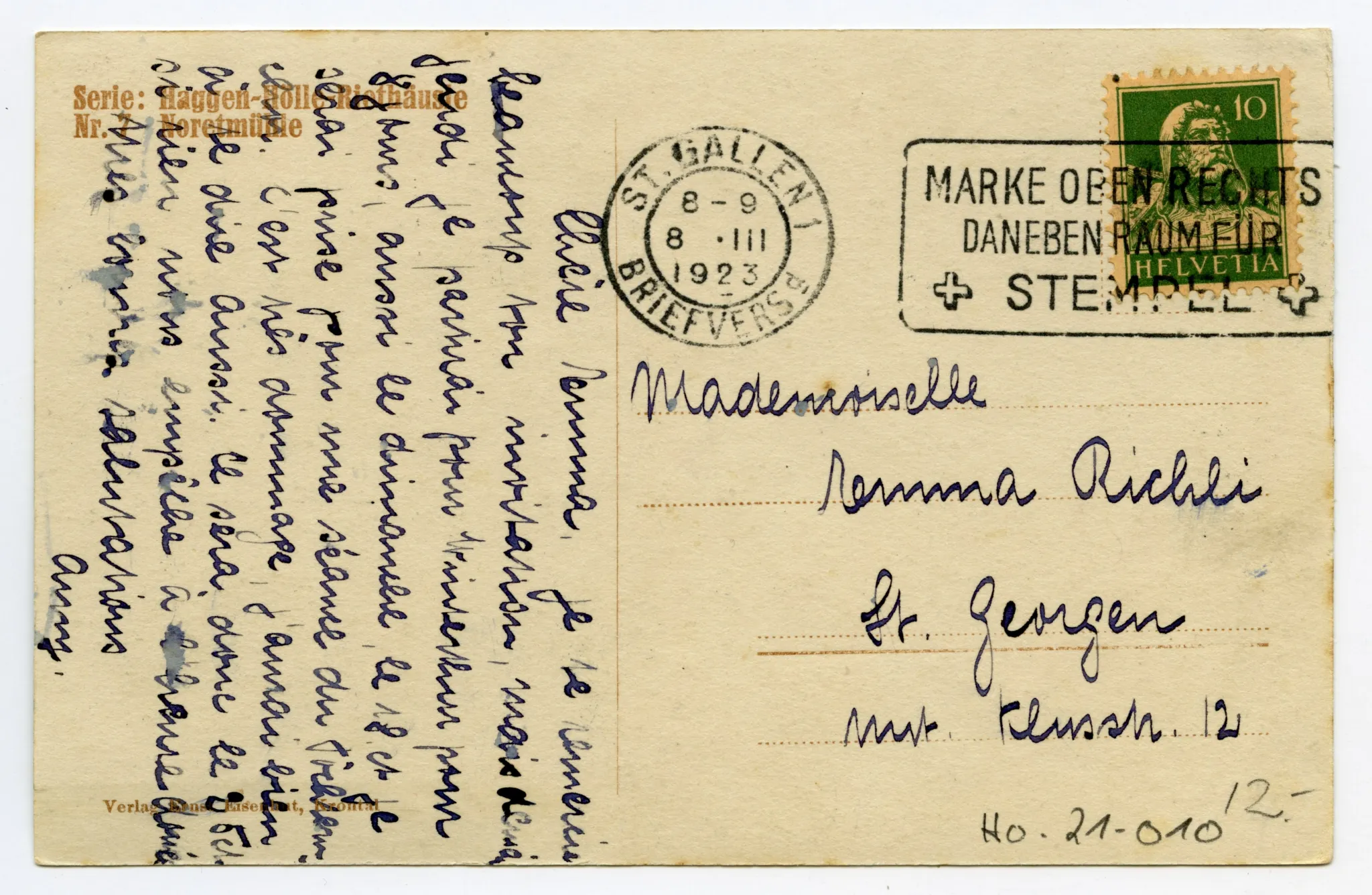 Rückseite mit Text