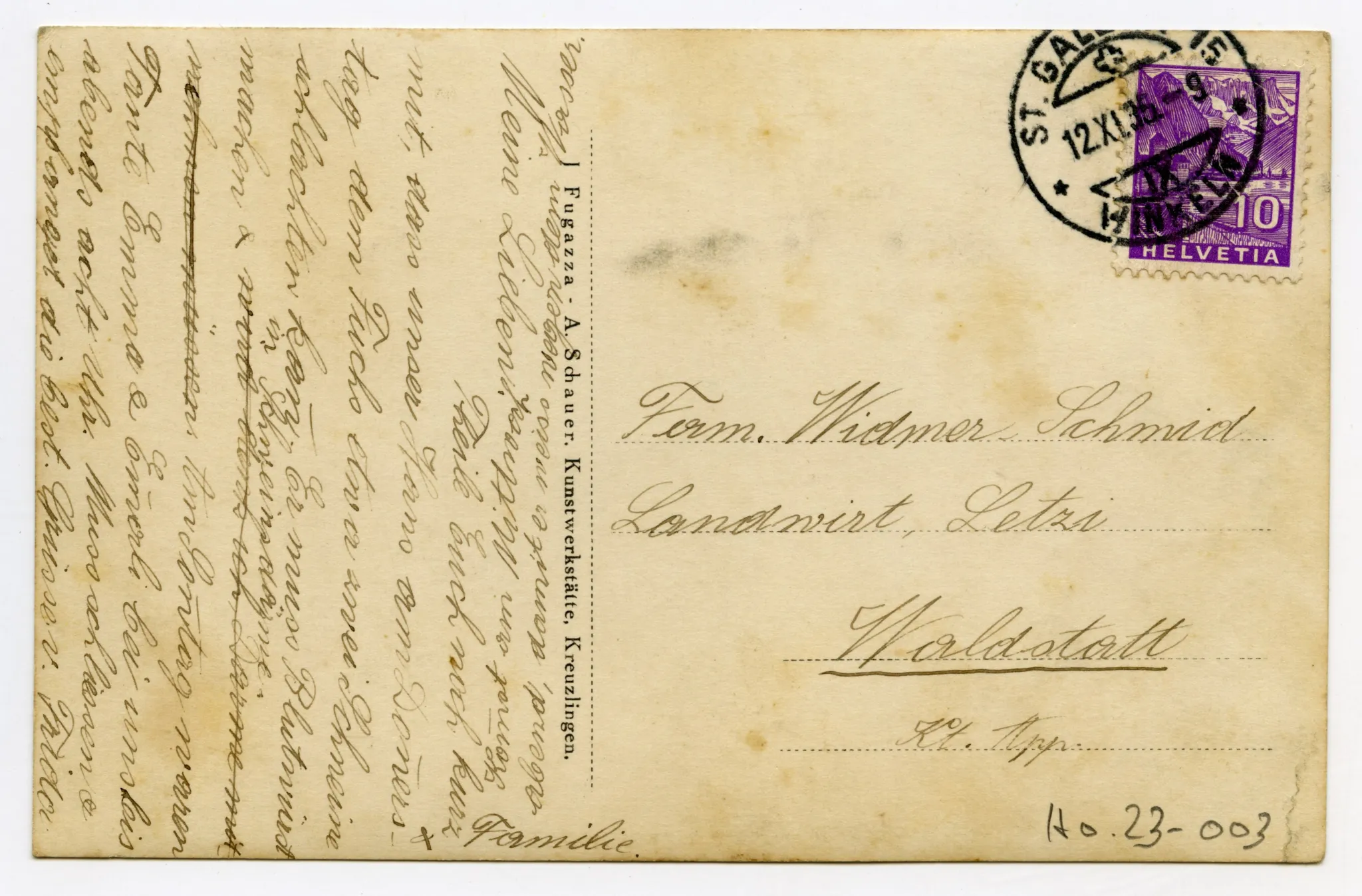 Rückseite mit Text