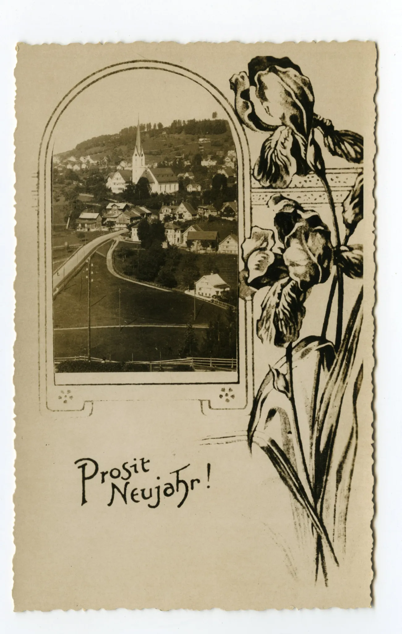 mit Ansicht von Teufen mit alter kath. Kirche aus Süden