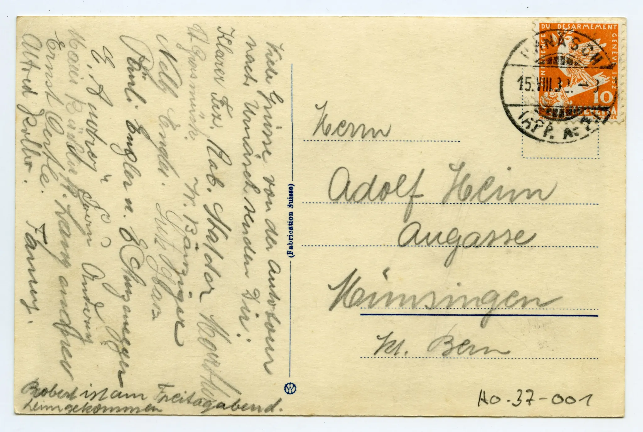 Rückseite mit Text