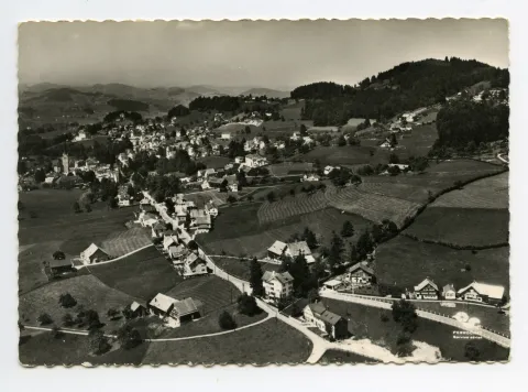 Lortanne, Gremm mit Krankenhaus, Dorfkern bis Eggli. Blick Richtung AR-Hinterland, Fürstenland (vgl. Hc.14-12)