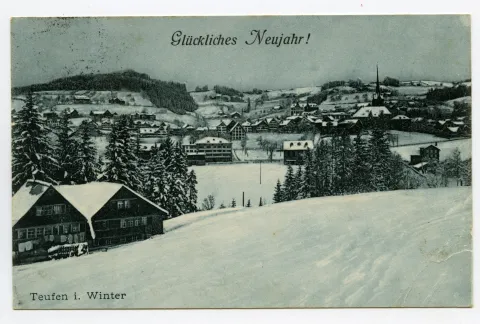Dorfzentrum von Südwesten, Winter