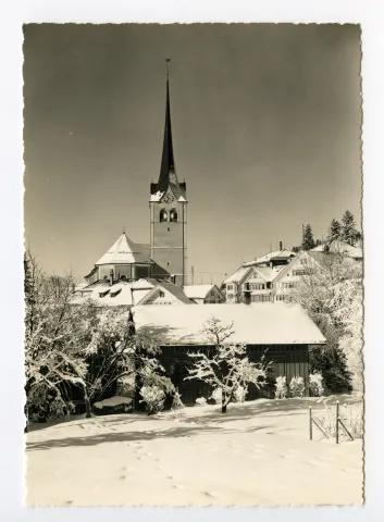 „Hecht“ und Kornhändlerhaus (beide z.T. verdeckt), Grubenmannkirche. Blick Richtung Westen