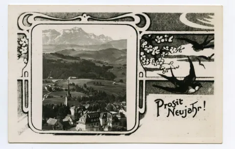 mit Ansicht von Teufen aus Norden mit evang. Kirche und Alpstein